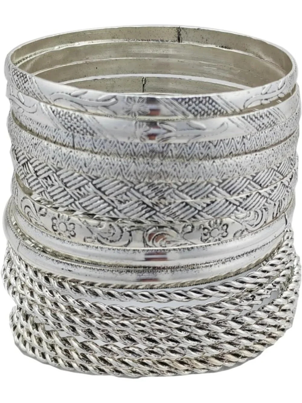Boho Multi-Layer Stackable Bangle Bracelets Set for Women - 10-20 Pcs Textured